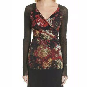 BRAND NEW W/TAGS $395 FUZZI TULLE FLORAL TOP size L Large